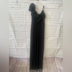 Black Ruffled Shoulder Dress